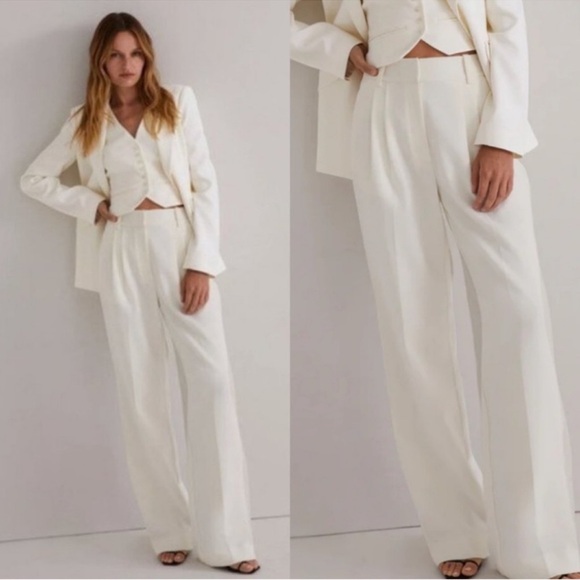 Favorite Daughter Pants - Favorite Daughter Wide Leg The Shortie Favorite Pant in Ivory White Size 10 NWT